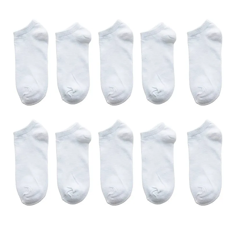 10pair Men's Breathable Athletic Solid Crew Comfortable Cotton Ankle Socks