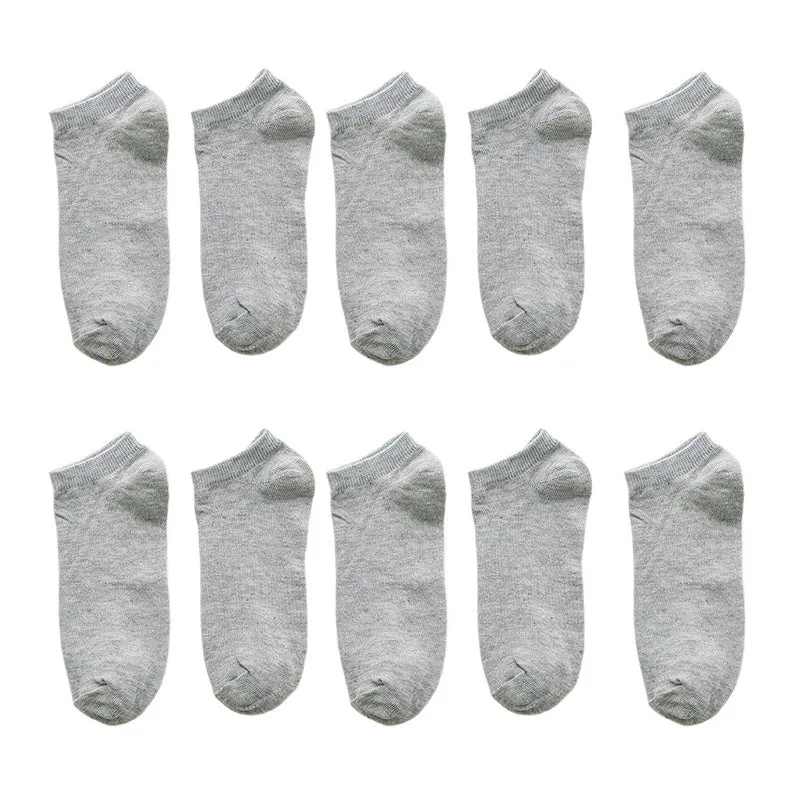 10pair Men's Breathable Athletic Solid Crew Comfortable Cotton Ankle Socks