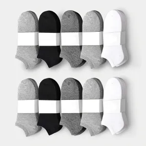 10pair Men's Breathable Athletic Solid Crew Comfortable Cotton Ankle Socks