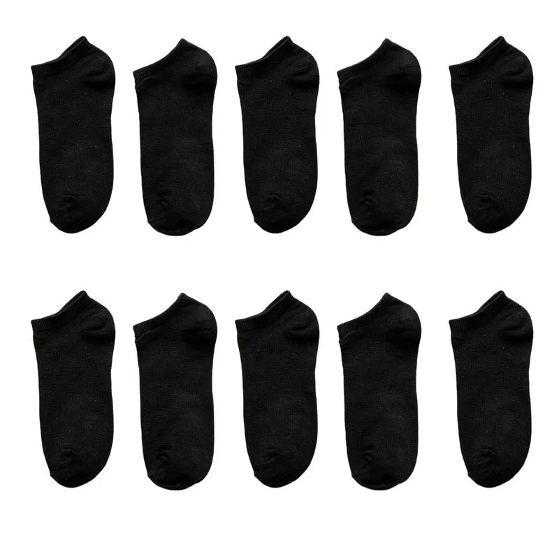 10pair Men's Breathable Athletic Solid Crew Comfortable Cotton Ankle Socks