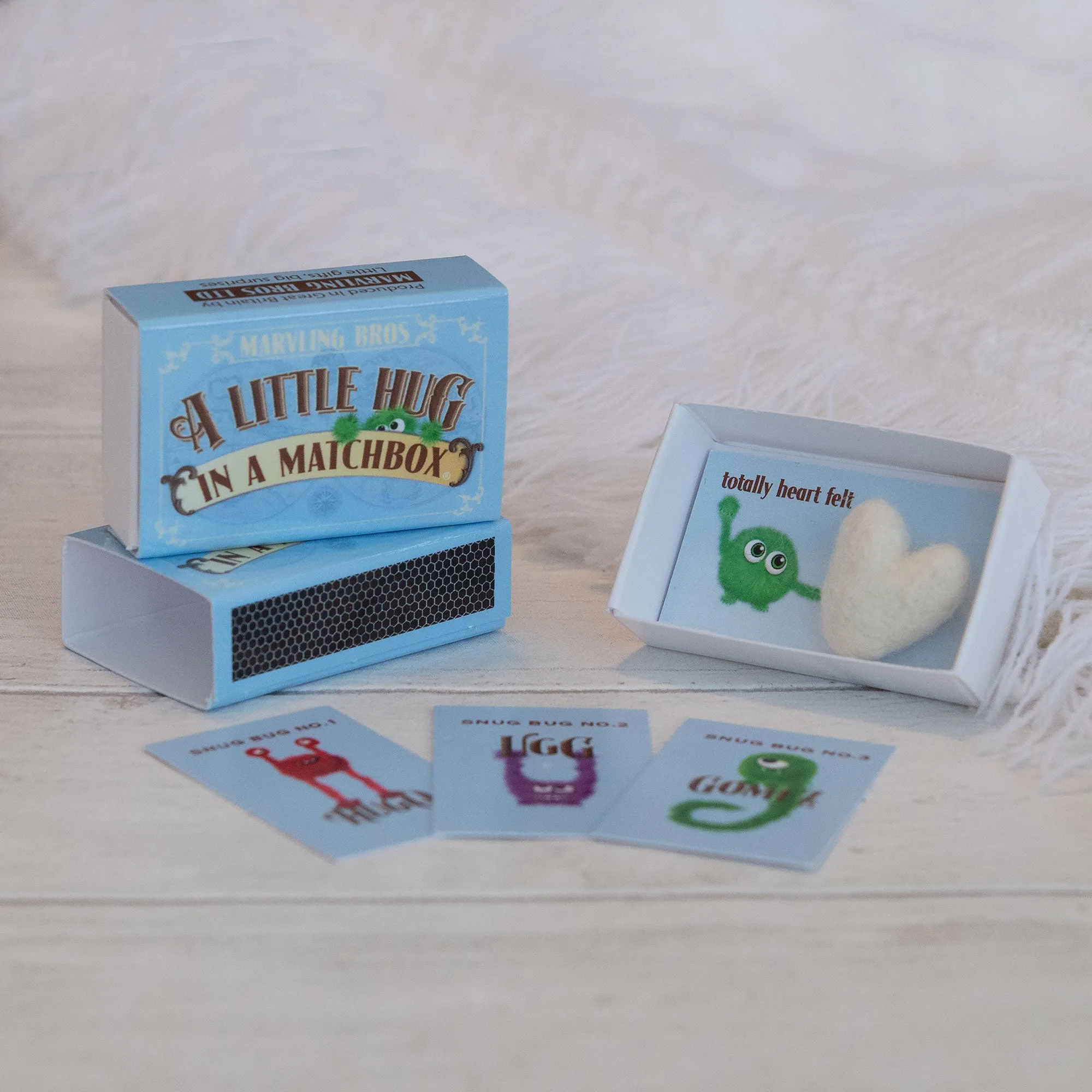 A Blue Little Hug in a matchbox