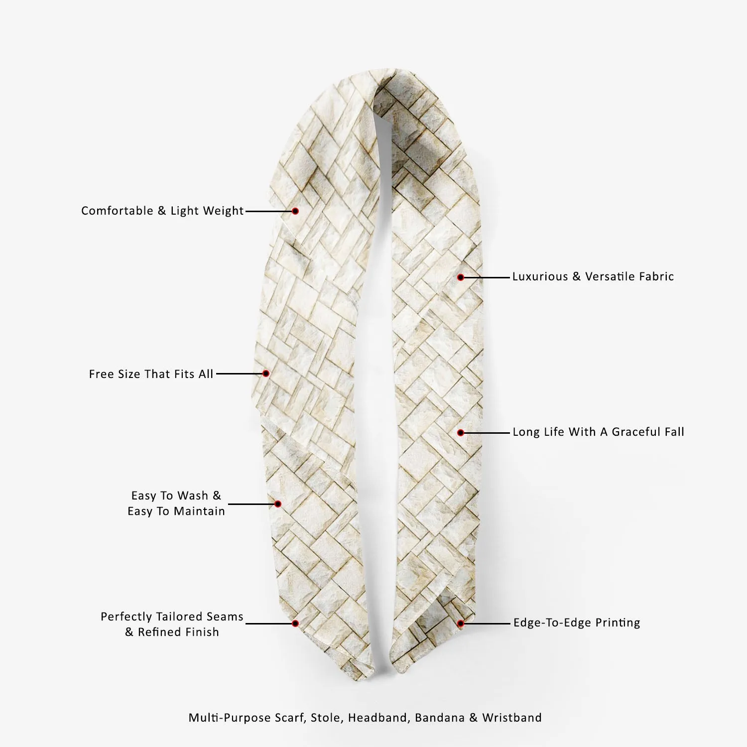 Abstract Surface Printed Stole Dupatta Headwear | Girls & Women | Soft Poly Fabric
