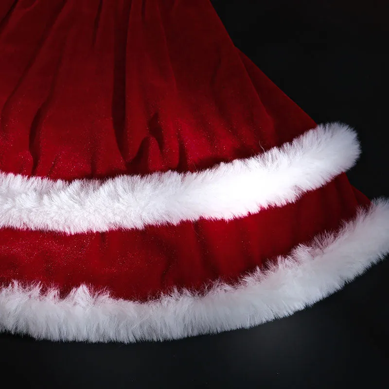 Christmas Soft Red Plush Gift Dress Cosplay