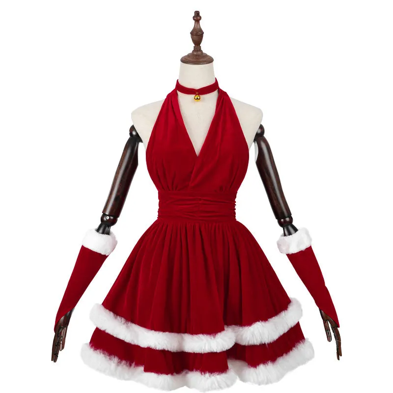 Christmas Soft Red Plush Gift Dress Cosplay
