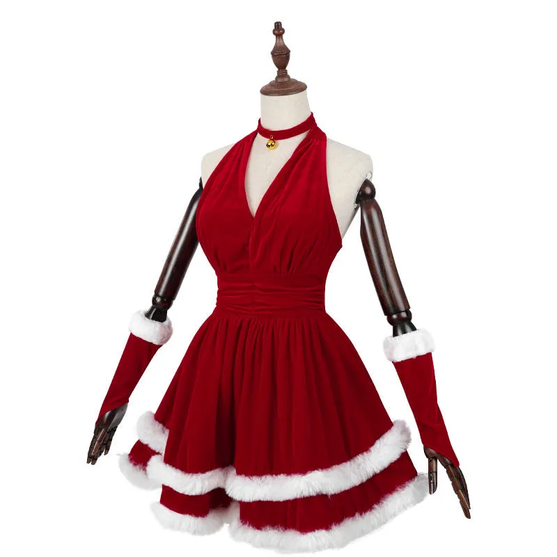 Christmas Soft Red Plush Gift Dress Cosplay