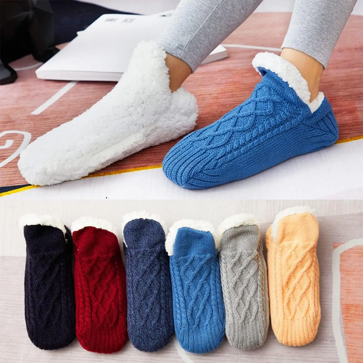 Cuzcare Thermal Socks Ultra Warm Non-Slip Yarn Fur Indoor Slipper Socks