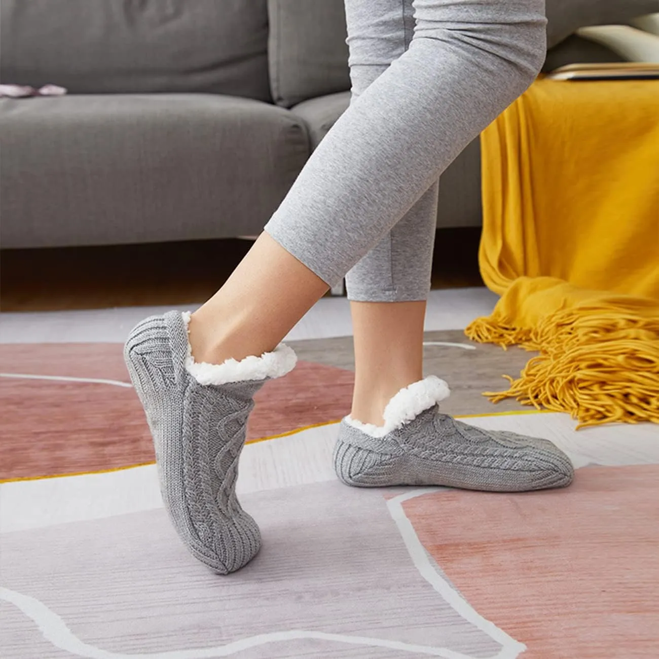 Cuzcare Thermal Socks Ultra Warm Non-Slip Yarn Fur Indoor Slipper Socks