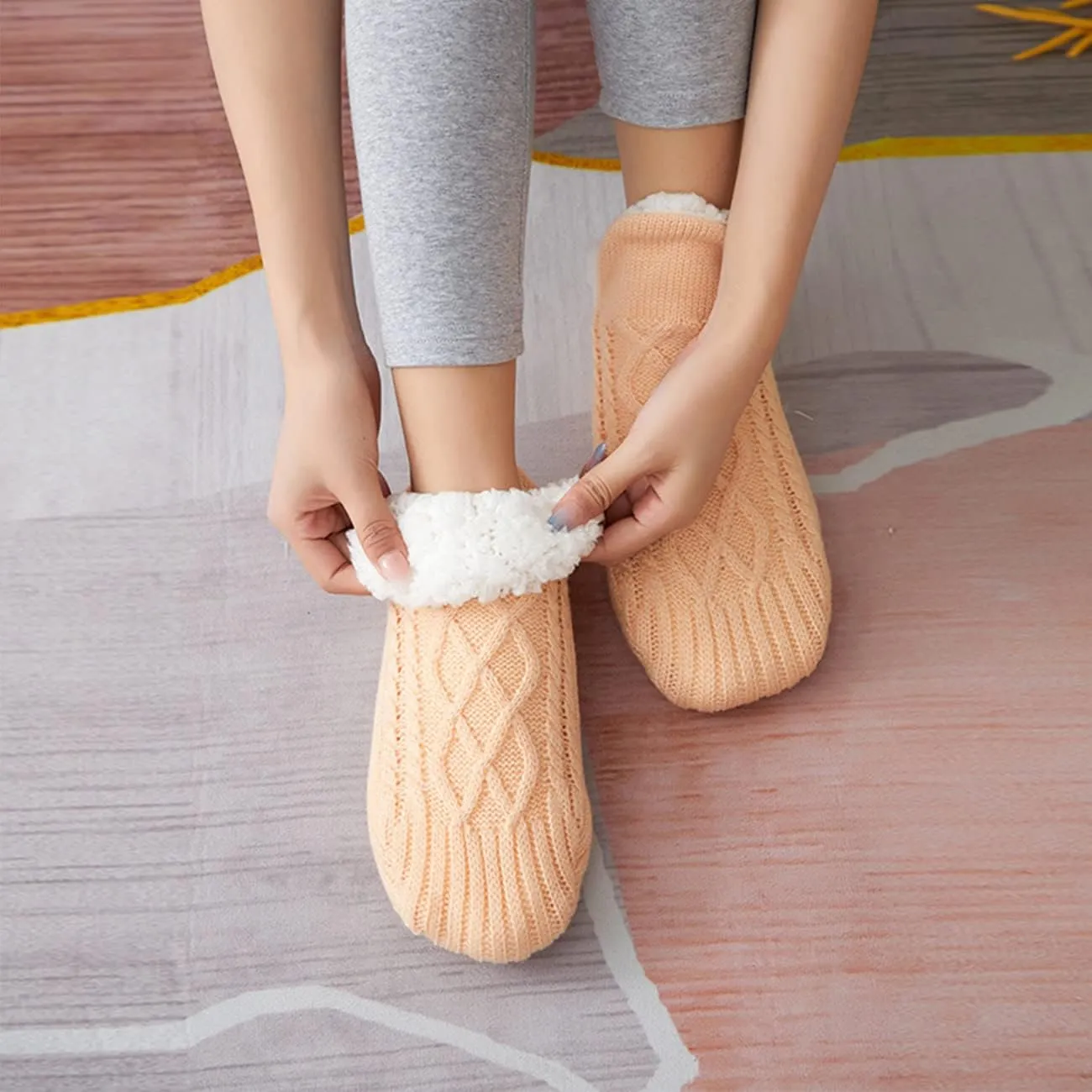 Cuzcare Thermal Socks Ultra Warm Non-Slip Yarn Fur Indoor Slipper Socks