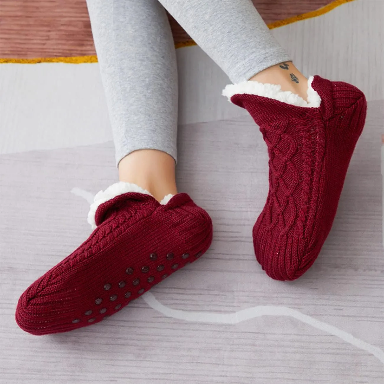Cuzcare Thermal Socks Ultra Warm Non-Slip Yarn Fur Indoor Slipper Socks