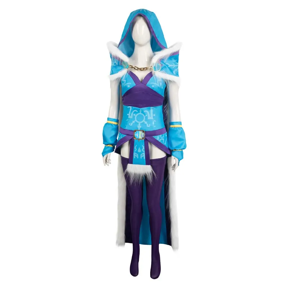 Dota 2 Crystal Maiden Women Blue Outfit Party Carnival Halloween Cosplay Costume