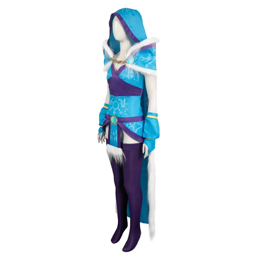 Dota 2 Crystal Maiden Women Blue Outfit Party Carnival Halloween Cosplay Costume