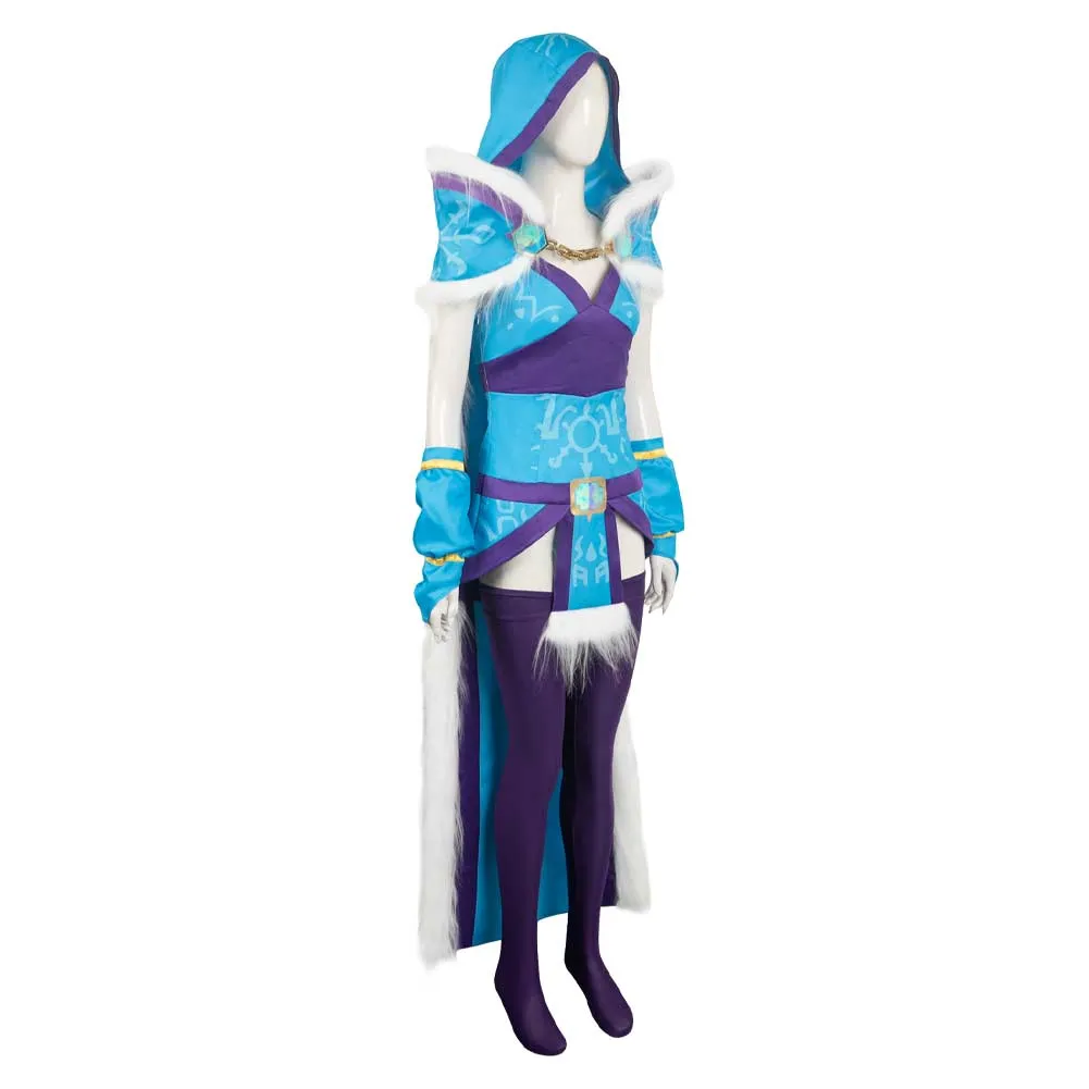 Dota 2 Crystal Maiden Women Blue Outfit Party Carnival Halloween Cosplay Costume