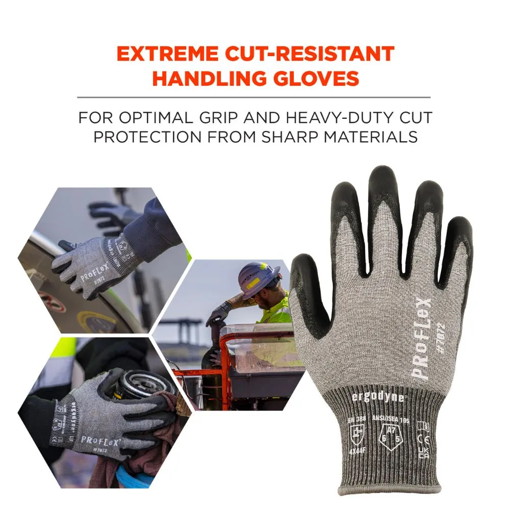Ergodyne 10303 #7072 12-pair M Gray ANSI A7 Nitrile Coated CR Gloves