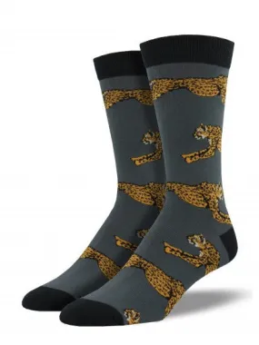 Grey Be A Cheetah Bamboo Socks (Men's)