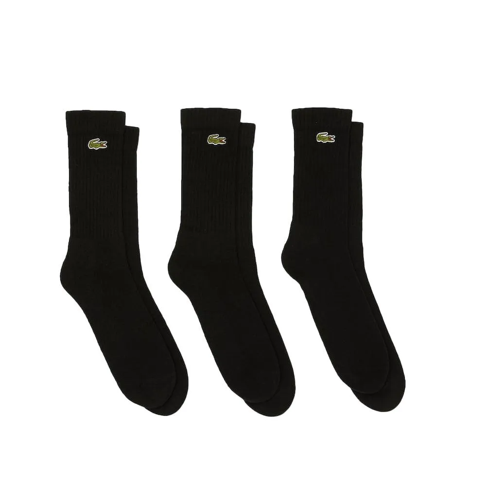Lacoste Sport 3 Pack High Cut Socks Black/Black/Black