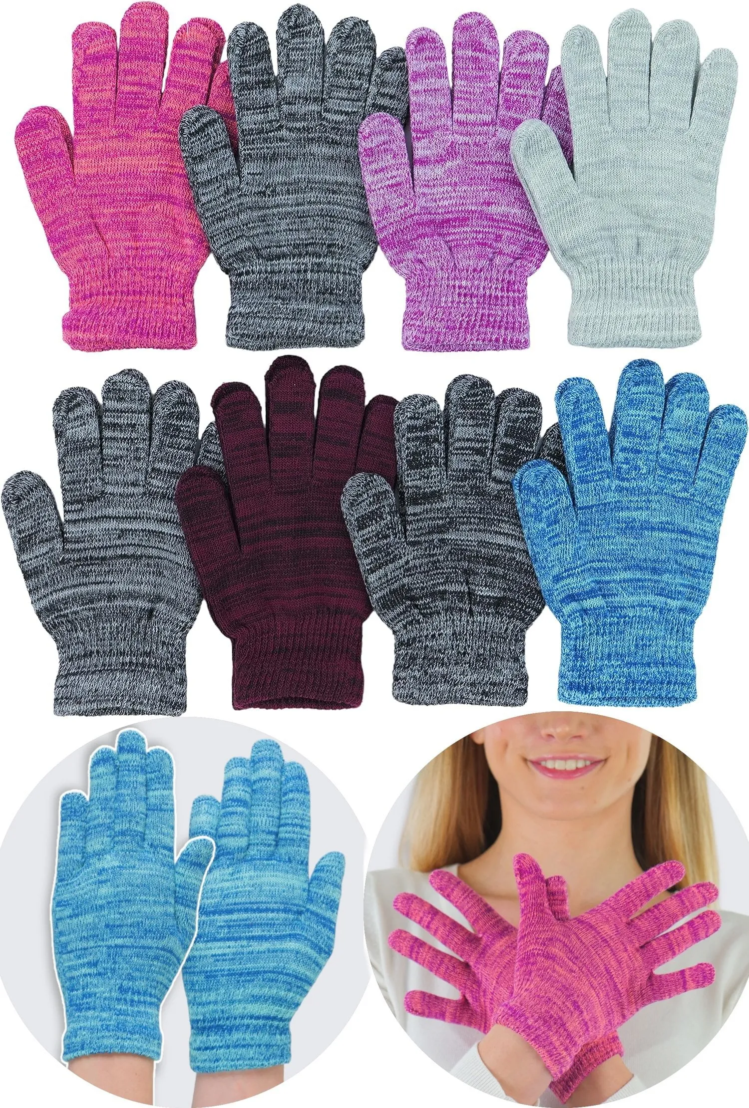 Pack of 6 Assorted Plush Magic Gloves - One Size