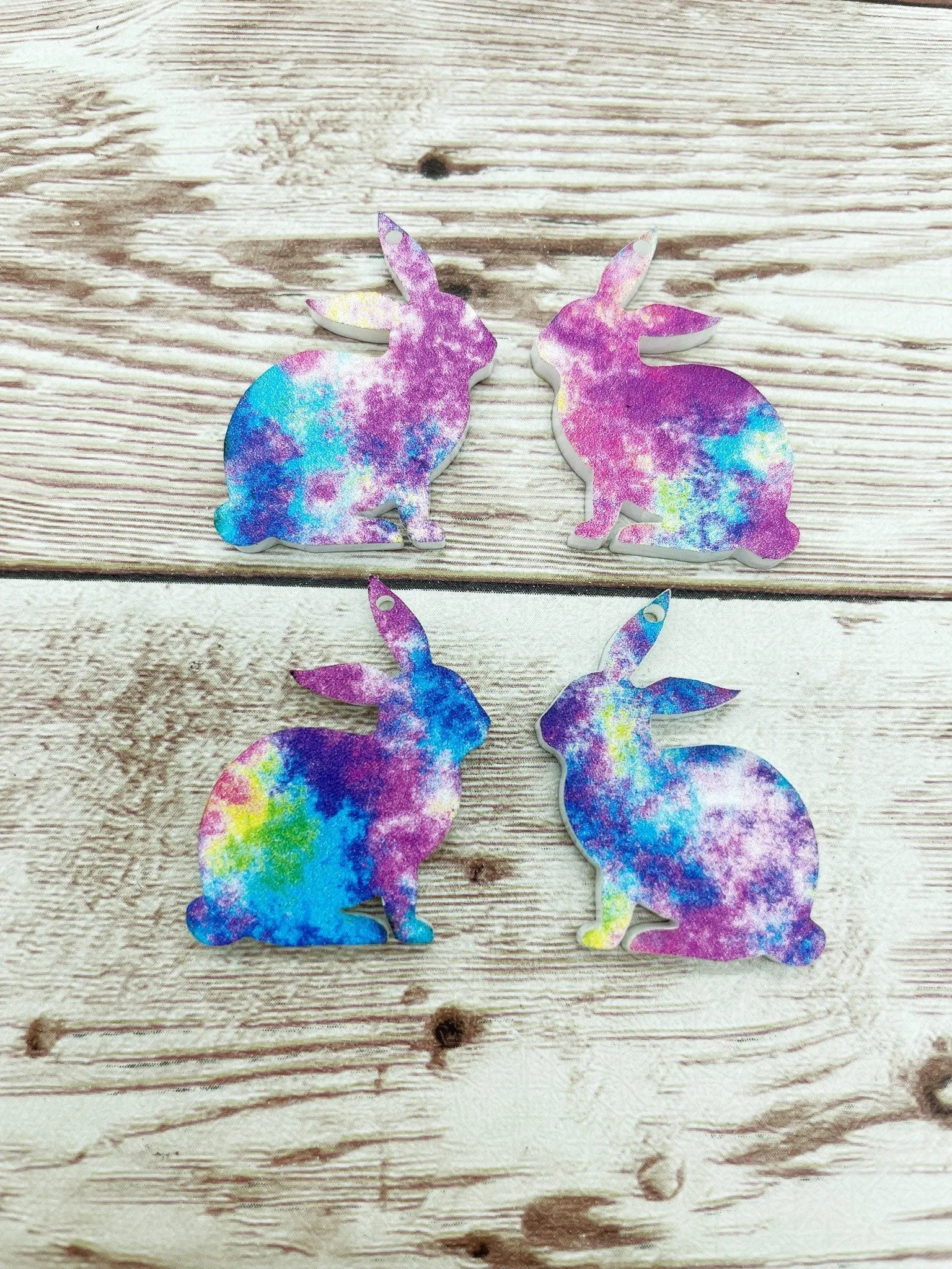 Patterned Colorful Acrylic Bunny Rabbit Easter Earring Blanks, DIY Jewelry Making