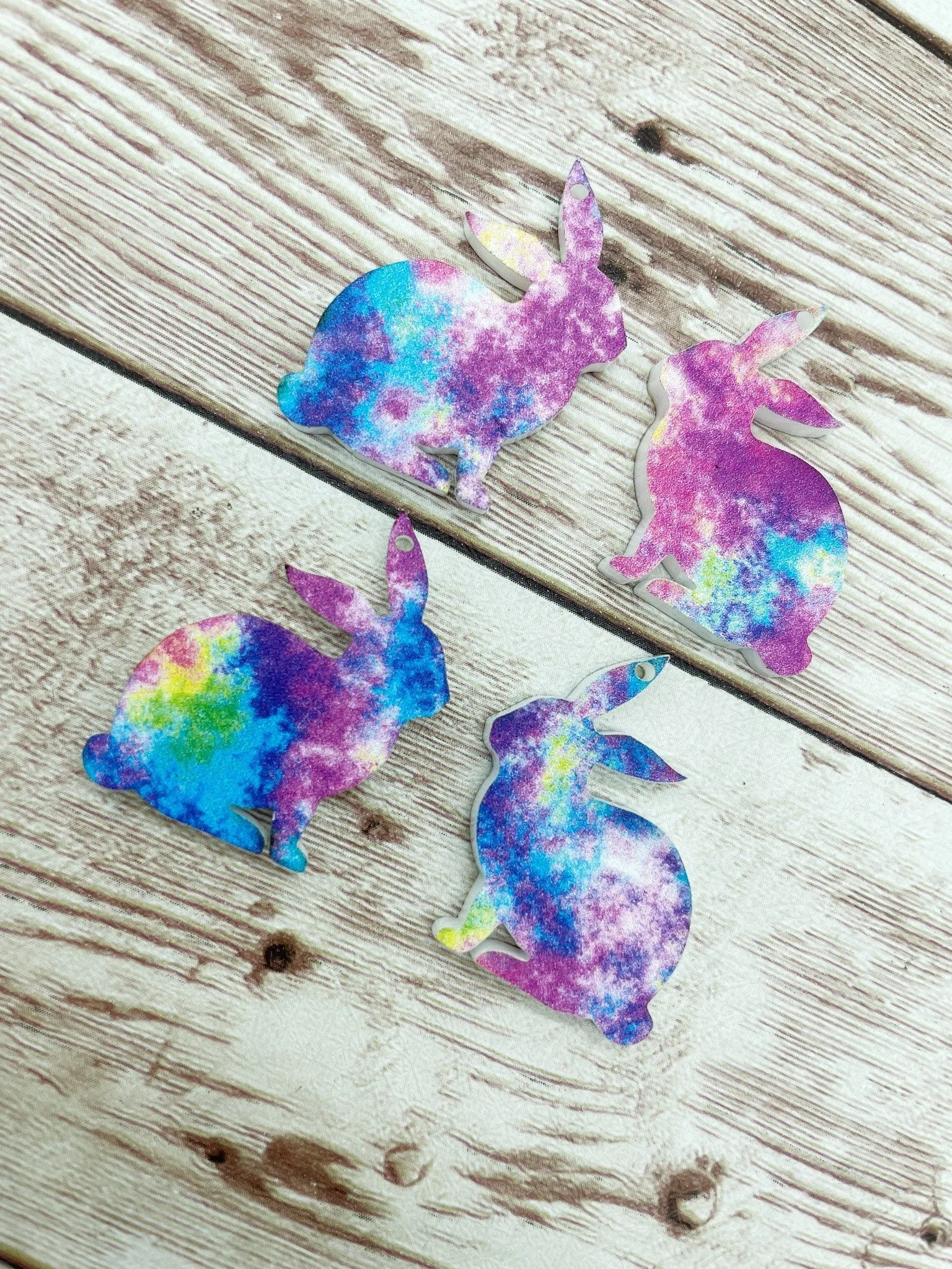 Patterned Colorful Acrylic Bunny Rabbit Easter Earring Blanks, DIY Jewelry Making