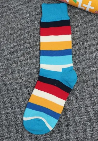 SF567 Blue Colorful Stripes Socks