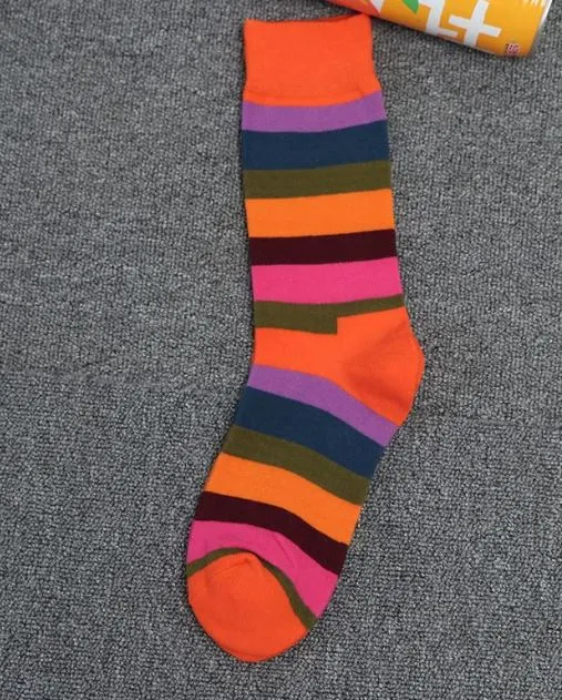 SF568 Orange Colorful Stripes Socks