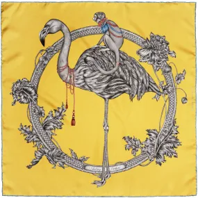 Totem Monkey Mini Silk Scarf Yellow