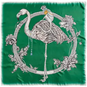 Totem Monkey Silk Scarf Green