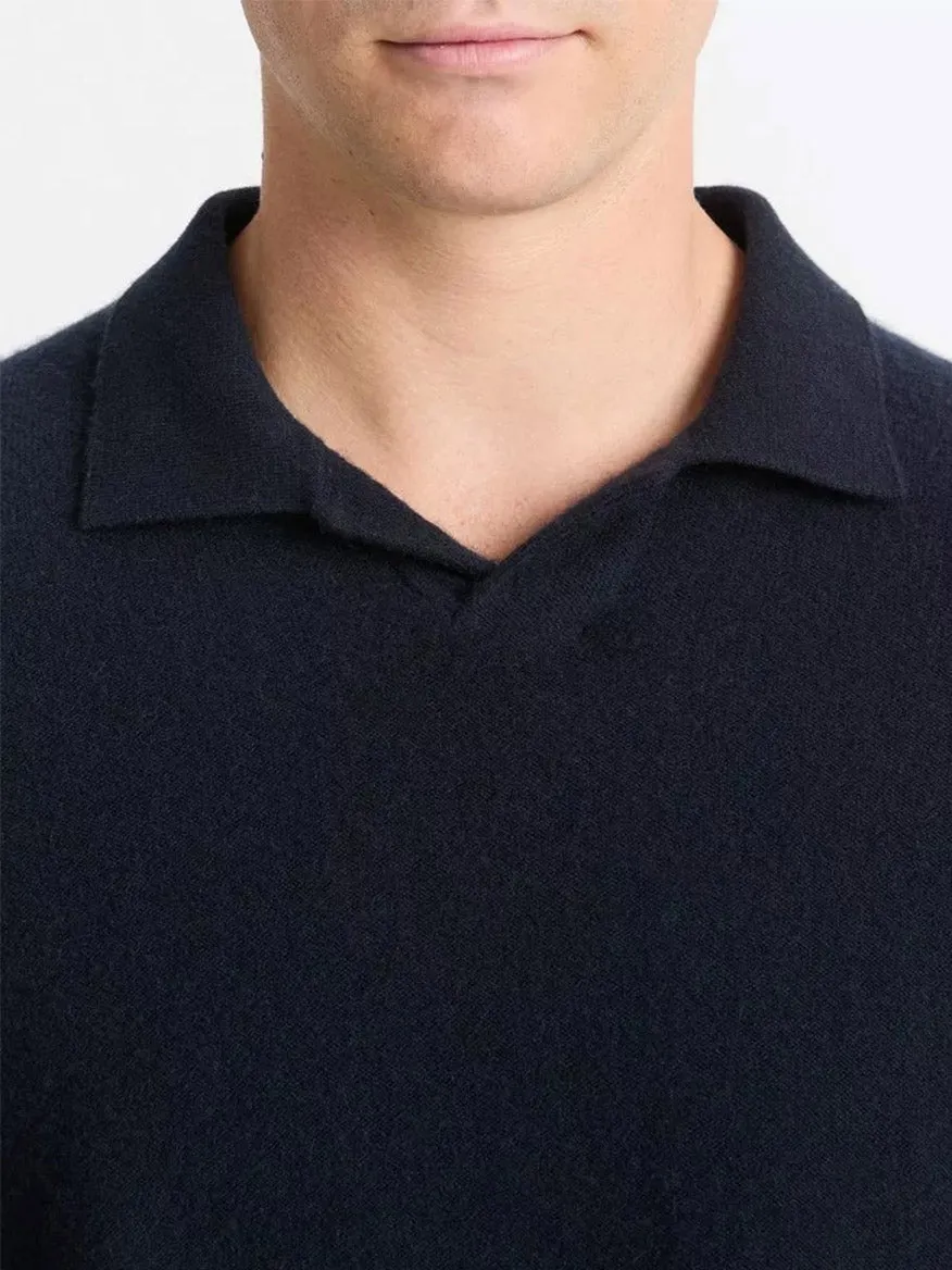 Vince Plush Cashmere Johnny-Collar Polo in Coastal