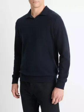 Vince Plush Cashmere Johnny-Collar Polo in Coastal