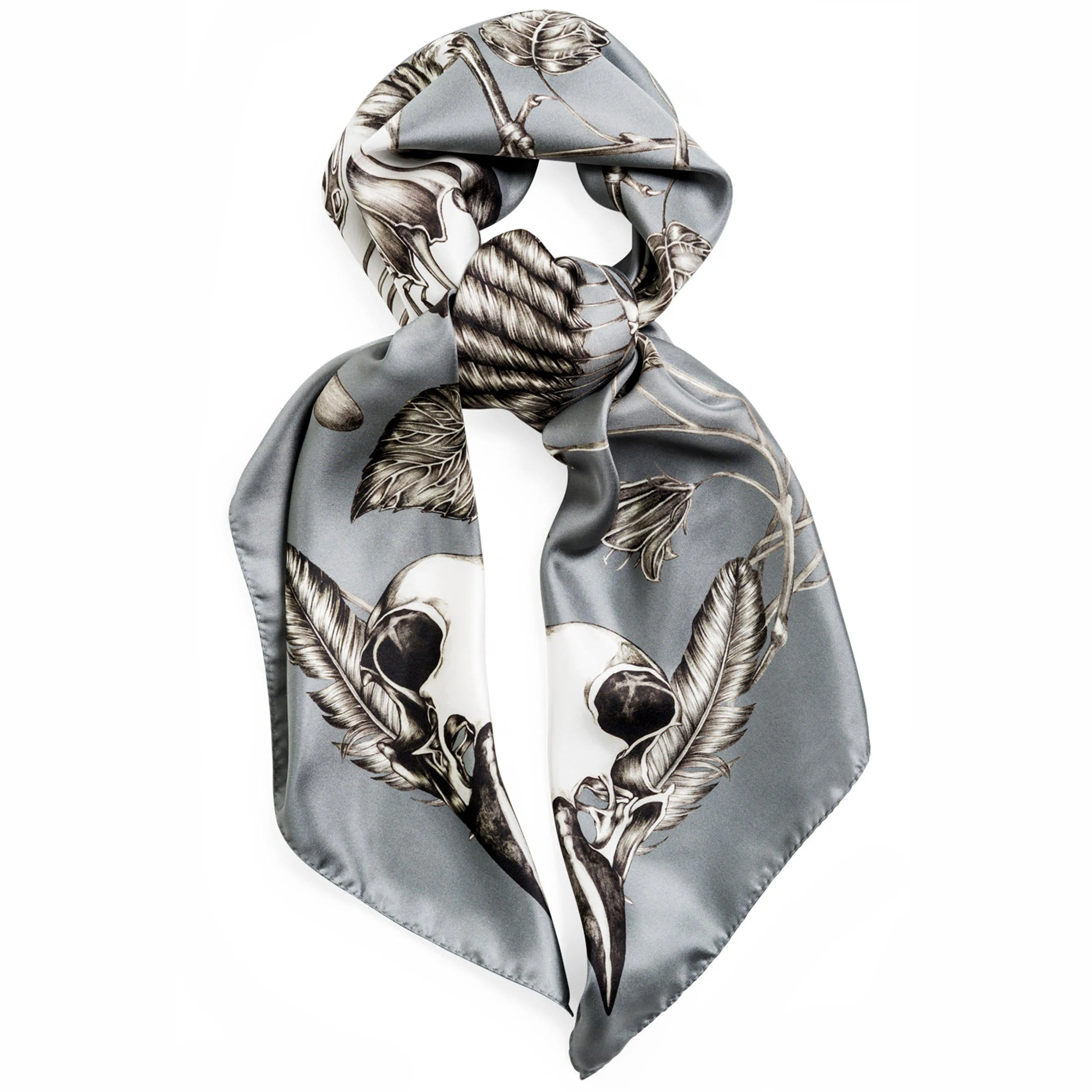 Vårfåglar Silk Scarf Grey-Blue