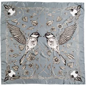 Vårfåglar Silk Scarf Grey-Blue
