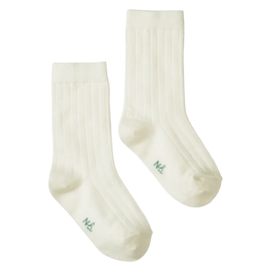 Wool Rib Socks - Natural